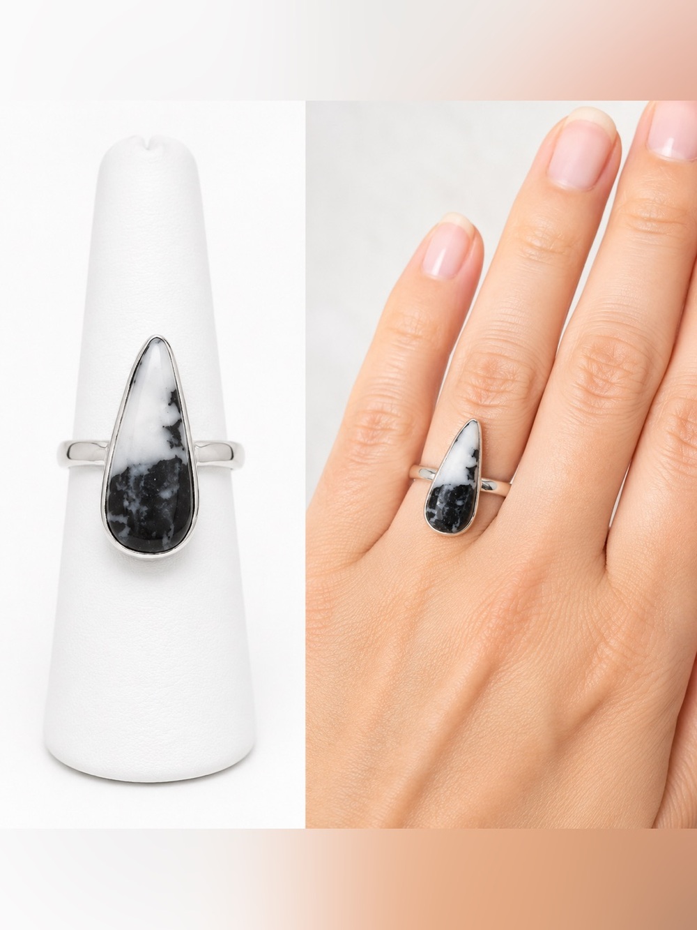 Sterling silver dendritic ring size 5.75